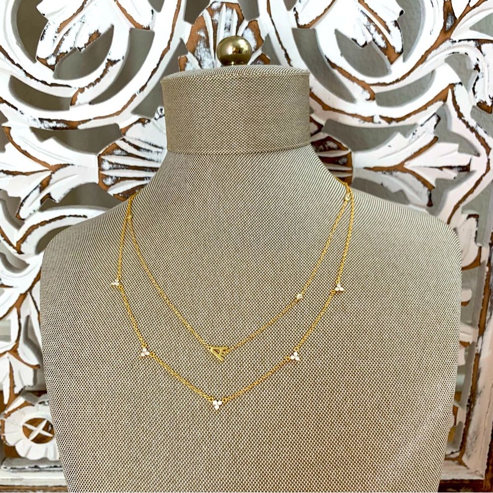 New 18k gold initial A pendant necklace set